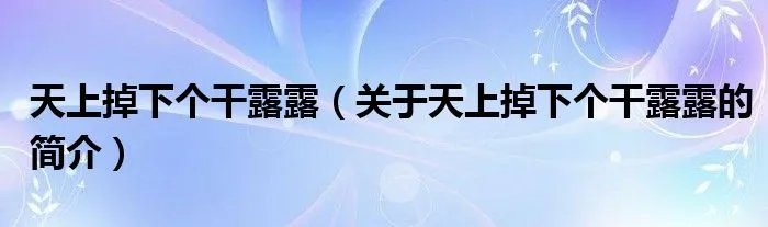 天上掉下个干露露（关于天上掉下个干露露的简介）
