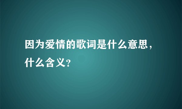 因为爱情的歌词是什么意思，什么含义？
