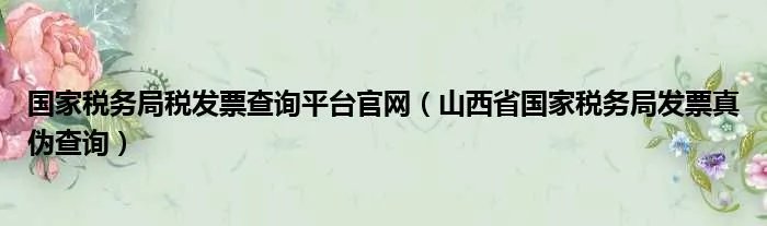 国家税务局税发票查询平台官网(山西省国家税务局发票真伪查询)