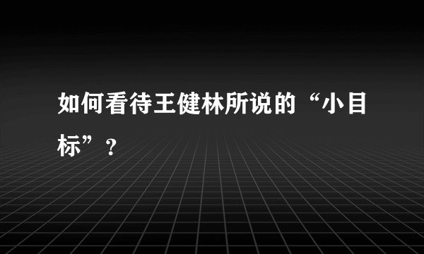 如何看待王健林所说的“小目标”？