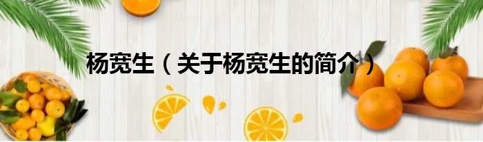 杨宽生（关于杨宽生的简介）