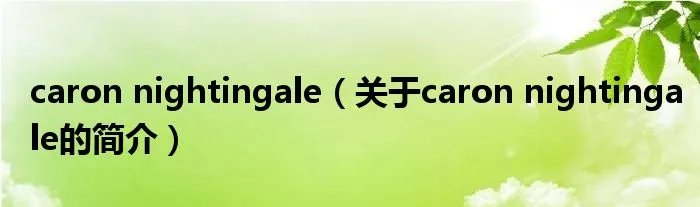 caron nightingale(关于caron nightingale的简介)