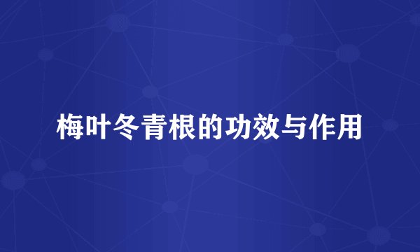 梅叶冬青根的功效与作用