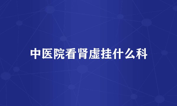 中医院看肾虚挂什么科