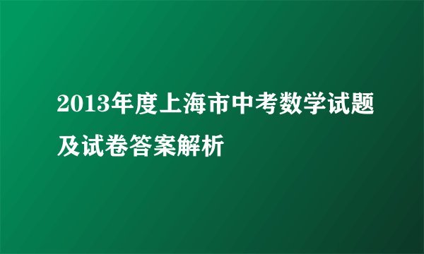 2013年度上海市中考数学试题及试卷答案解析