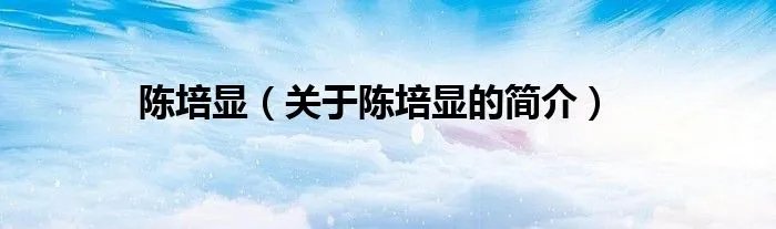 陈培显（关于陈培显的简介）