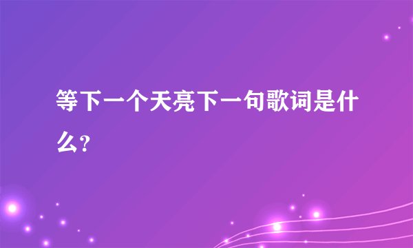 等下一个天亮下一句歌词是什么？