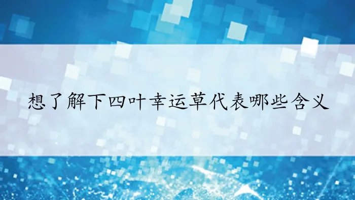 想了解下四叶幸运草代表哪些含义