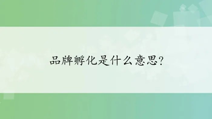 品牌孵化是什么意思？
