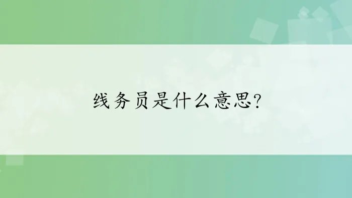 线务员是什么意思?