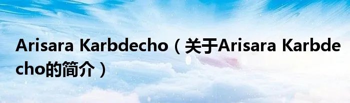 Arisara Karbdecho（关于Arisara Karbdecho的简介）