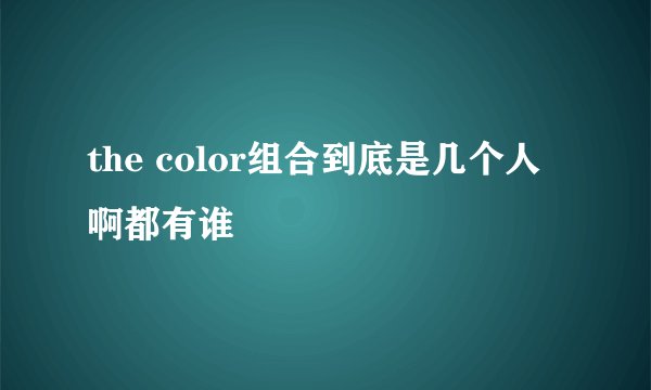 the color组合到底是几个人啊都有谁