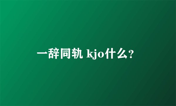 一辞同轨 kjo什么？