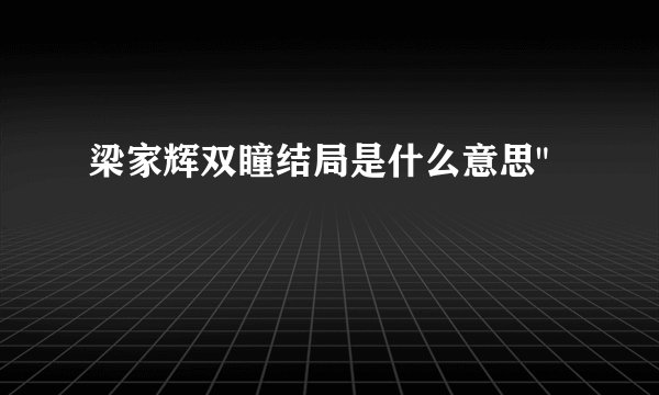 梁家辉双瞳结局是什么意思