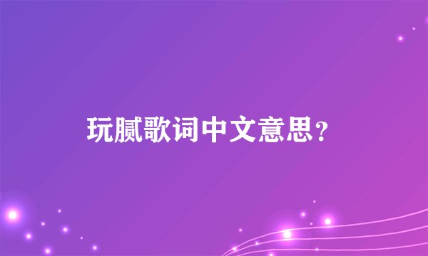 玩腻歌词中文意思？