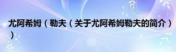 尤阿希姆（勒夫（关于尤阿希姆勒夫的简介））