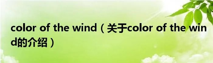 color of the wind（关于color of the wind的介绍）