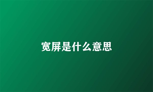 宽屏是什么意思