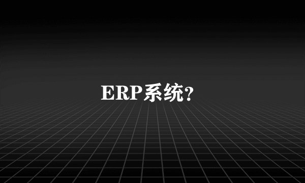 ERP系统?