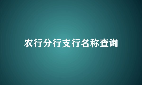 农行分行支行名称查询