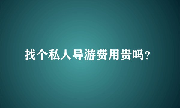找个私人导游费用贵吗?