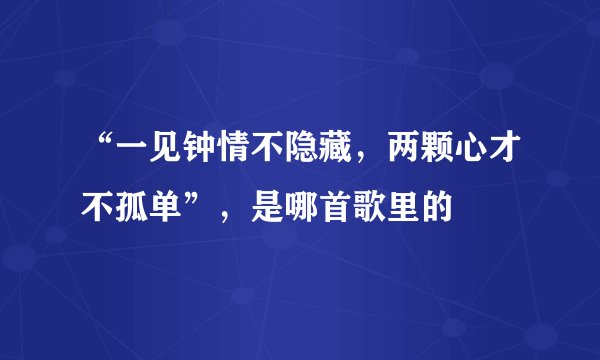“一见钟情不隐藏，两颗心才不孤单”，是哪首歌里的