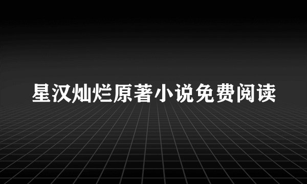 星汉灿烂原著小说免费阅读