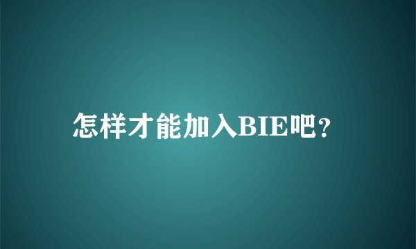 怎样才能加入BIE吧？