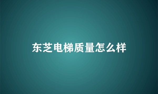 东芝电梯质量怎么样