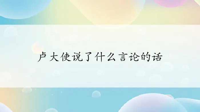 卢大使说了什么言论的话