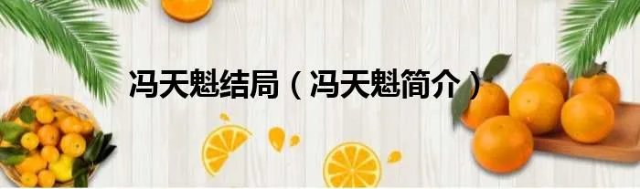 冯天魁结局(冯天魁简介)