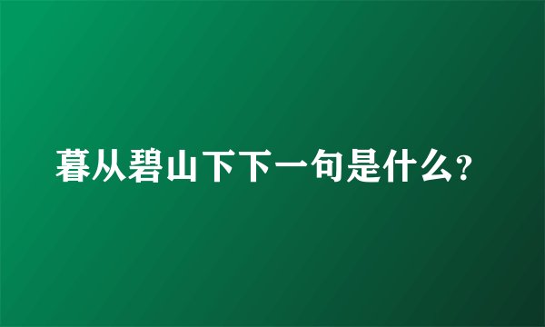 暮从碧山下下一句是什么？