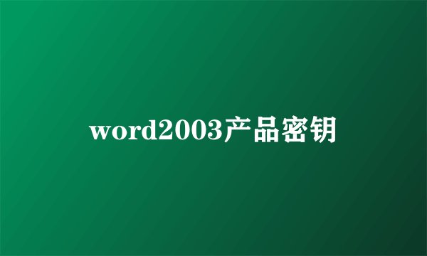 word2003产品密钥