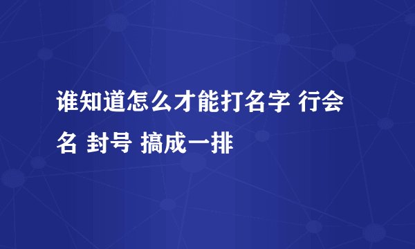 谁知道怎么才能打名字 行会名 封号 搞成一排