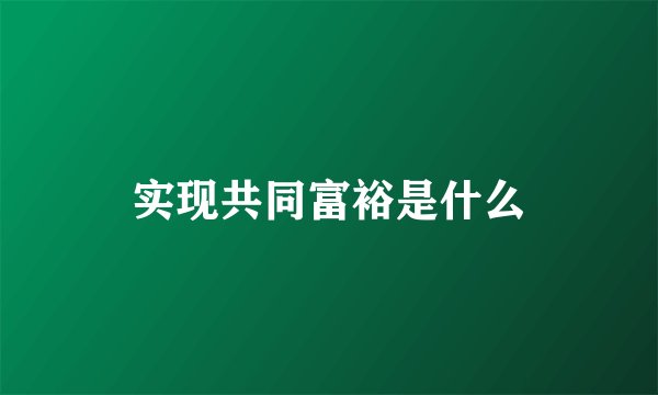 实现共同富裕是什么