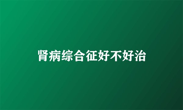肾病综合征好不好治