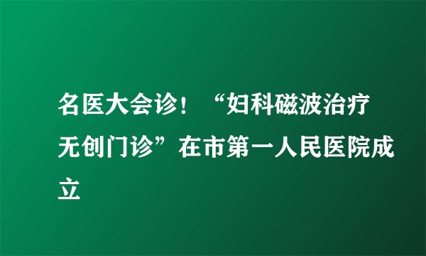 名医大会诊！“妇科磁波治疗无创门诊”在市第一人民医院成立