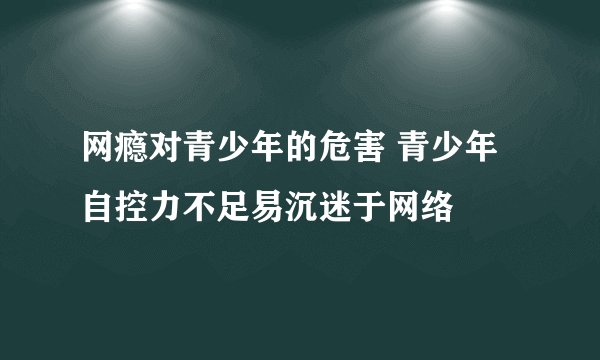 网瘾对青少年的危害 青少年自控力不足易沉迷于网络