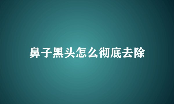 鼻子黑头怎么彻底去除