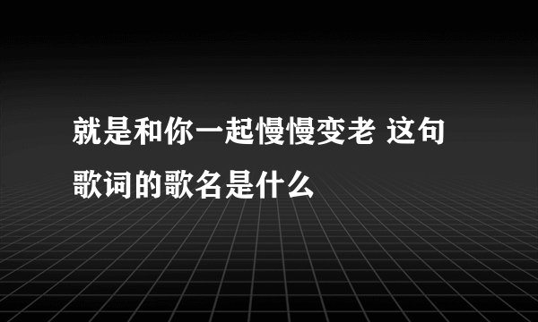 就是和你一起慢慢变老 这句歌词的歌名是什么