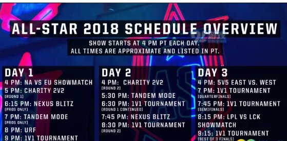 2018LOL全明星赛比赛时间介绍