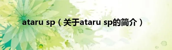 ataru sp（关于ataru sp的简介）