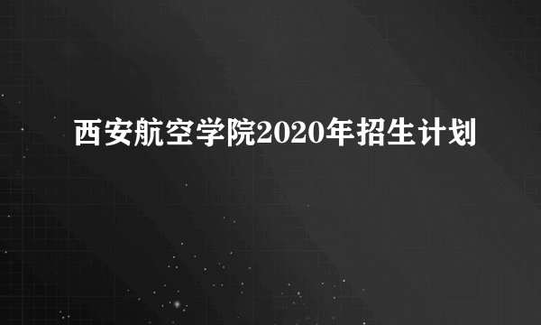 西安航空学院2020年招生计划
