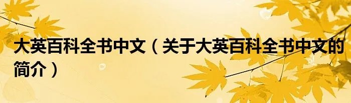 大英百科全书中文（关于大英百科全书中文的简介）