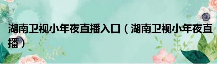湖南卫视小年夜直播入口（湖南卫视小年夜直播）