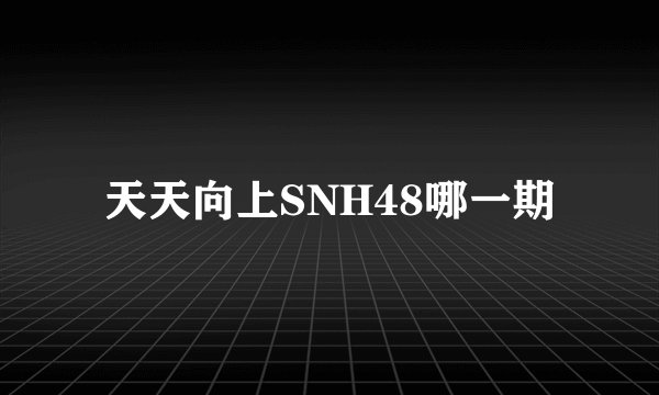 天天向上SNH48哪一期