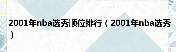 2001年nba选秀顺位排行（2001年nba选秀）