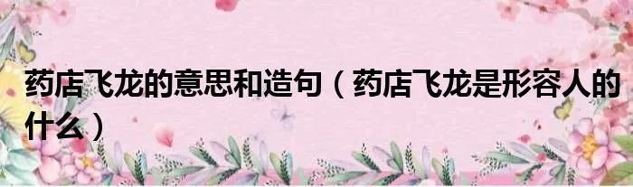 药店飞龙的意思和造句（药店飞龙是形容人的什么）