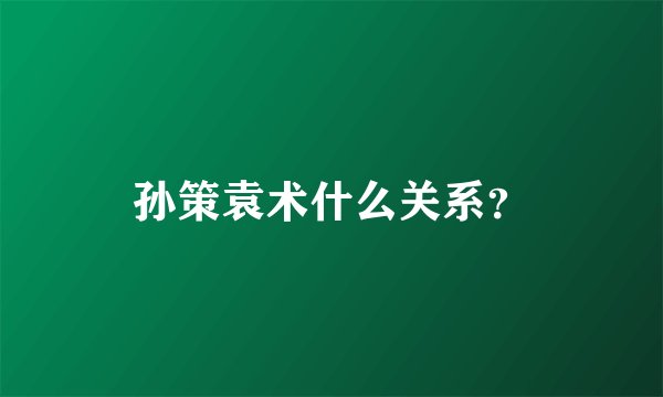 孙策袁术什么关系？