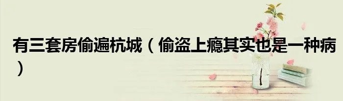 有三套房偷遍杭城（偷盗上瘾其实也是一种病）